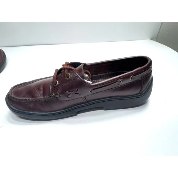 Bass Karina Women's Lace Up Brown Vintage Leather Loafer Moc Toe Boat Shoe, 6M