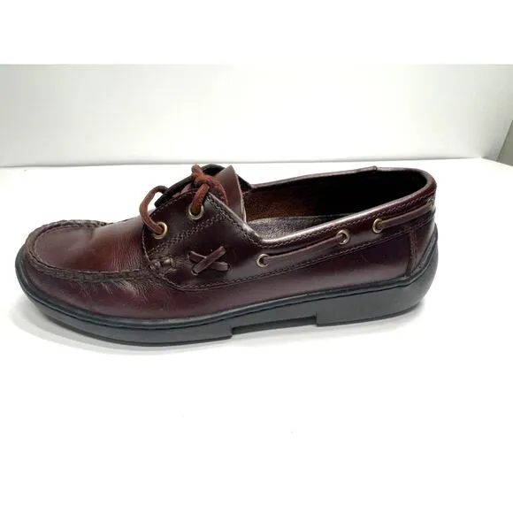 Bass Karina Women's Lace Up Brown Vintage Leather Loafer Moc Toe Boat Shoe, 6M