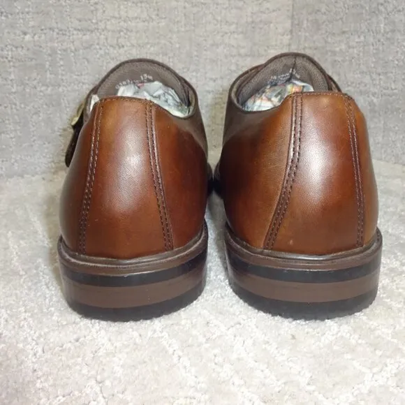 Bass Waterproof Men's Size 13M Brown Leather Almond Toe Side Buckle Dress Shoes
