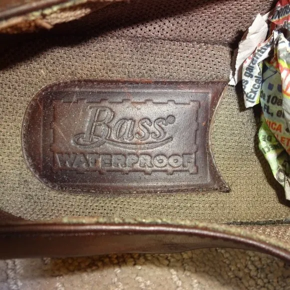 Bass Waterproof Men's Size 13M Brown Leather Almond Toe Side Buckle Dress Shoes