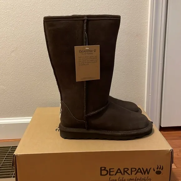 BEARPAW ELLE Tall Boots Chocolate size 7 New in Box
