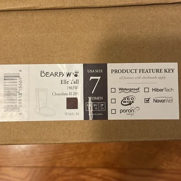 BEARPAW ELLE Tall Boots Chocolate size 7 New in Box