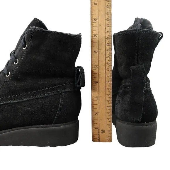 Bearpaw Shoes Women 6 Ankle Boot Lace Up Krista Leather Winter Warm Leather Wool