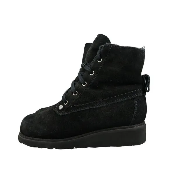 Bearpaw Shoes Women 6 Ankle Boot Lace Up Krista Leather Winter Warm Leather Wool