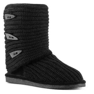 BearPaw Sweater Knit Suede Tall Black Boots Women's Sz 7