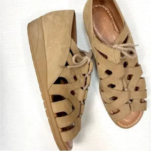 Beautifeel Edyta Tan Suede Lace Up Sandal Comfort Shoes Size 38