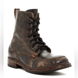 Bed Stu Plattsburg Biker Combat Boots Black Lux Leather US Size 10.5 Retail $295