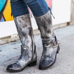 Bed Stu ROAN Boot Tall Moto Gray 6.5