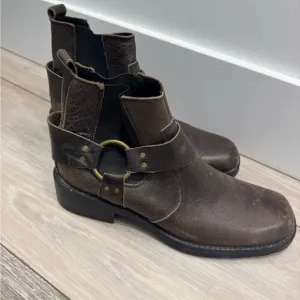 BED STU Size 12 brown leather harness Chelsea ankle boots men’s Biker Short