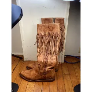 Bed Stu Women's Hoplia Fringe Trim Tall Riding Boots