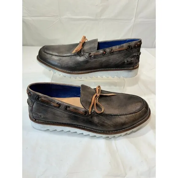 Bed|Stü BEDSTU Albatross Slip-on Boat Shoe In Graphite Tan Rustic