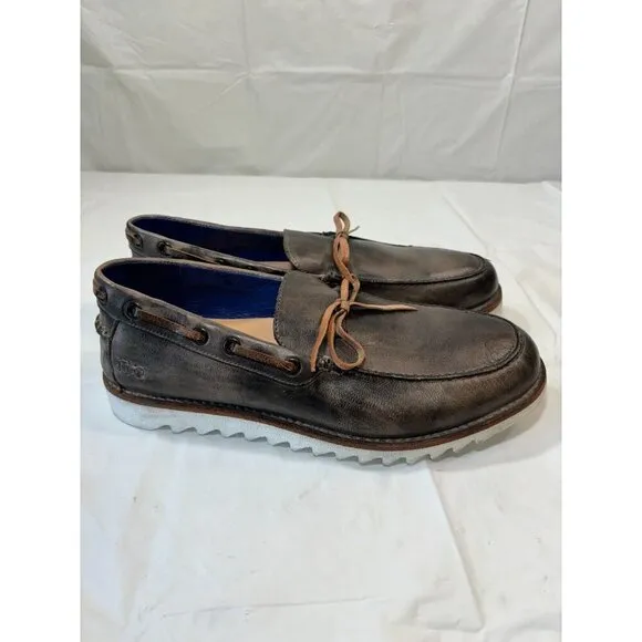 Bed|Stü BEDSTU Albatross Slip-on Boat Shoe In Graphite Tan Rustic
