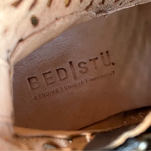 Bed|Stu Irma Graphito Rustic Black Women's Leather Ankle Boots