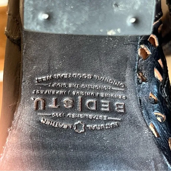 Bed|Stu Irma Graphito Rustic Black Women's Leather Ankle Boots