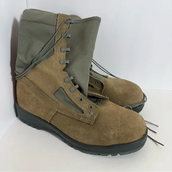 Belleville 600 ST Hot Weather Steel Toe Military Boots Tan Green Size 11.5 W EUC