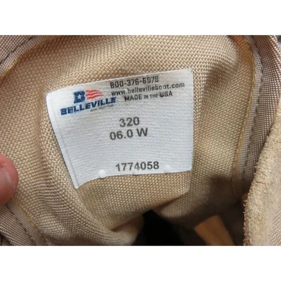 Belleville Desert Tan Military Boots Size 6 W 320 1774058‎ USA Made Vibram 8&quot;