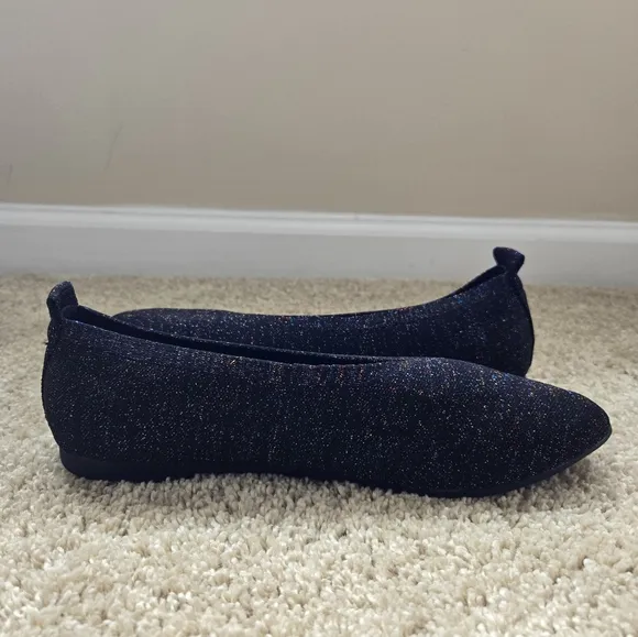 Bernie Mev Knit Flats Womens EU 39 Black Sparkle Slip On Comfort