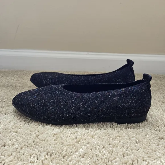Bernie Mev Knit Flats Womens EU 39 Black Sparkle Slip On Comfort
