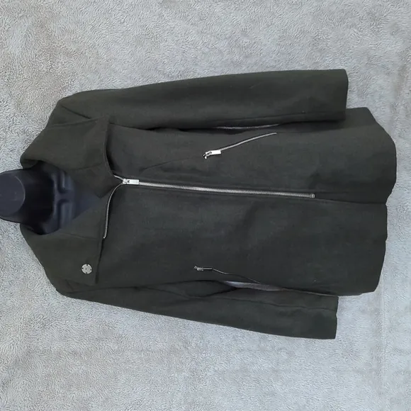 Bershka Premium Outerwear Forest Green Asymmetrical Coat