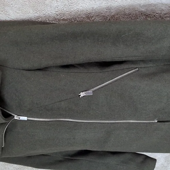 Bershka Premium Outerwear Forest Green Asymmetrical Coat