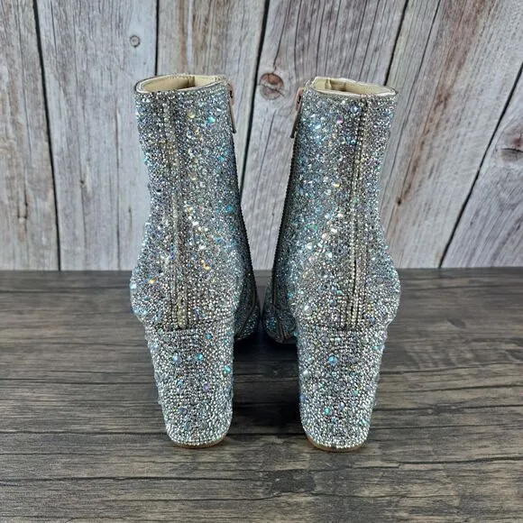 Betsey Johnson Cady Rhinestone Ankle Hell Boots Women's Sz 7 M (Worn Once)