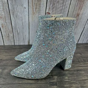 Betsey Johnson Cady Rhinestone Ankle Hell Boots Women's Sz 7 M (Worn Once)