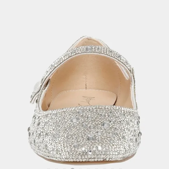 BETSY JOHNSON Elegant Silver Rhinestone Mary Jane Flats NEW IN BOX!