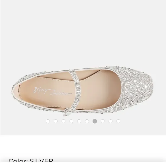 BETSY JOHNSON Elegant Silver Rhinestone Mary Jane Flats NEW IN BOX!