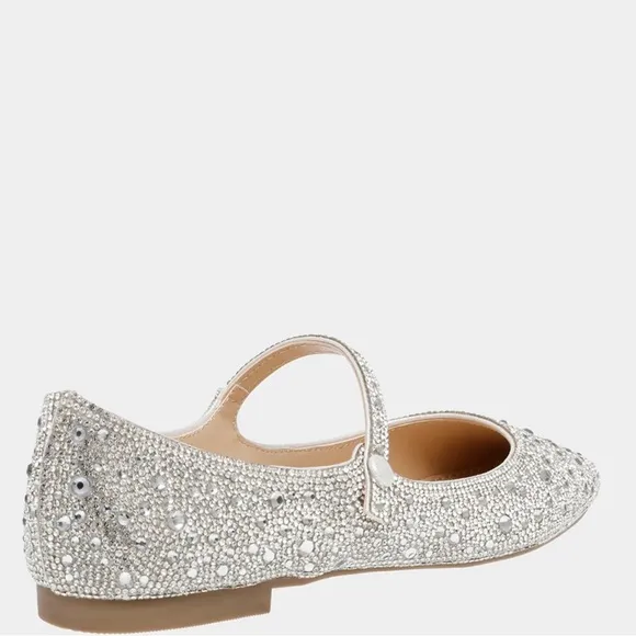 BETSY JOHNSON Elegant Silver Rhinestone Mary Jane Flats NEW IN BOX!