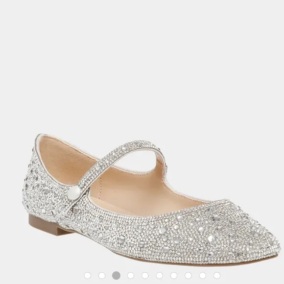 BETSY JOHNSON Elegant Silver Rhinestone Mary Jane Flats NEW IN BOX!