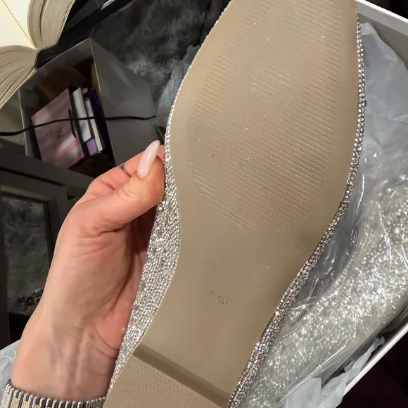 BETSY JOHNSON Elegant Silver Rhinestone Mary Jane Flats NEW IN BOX!