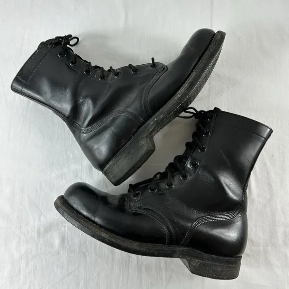 BFG BF Goodrich Vintage Black Leather Military Combat Boots Mens Size 7 W Jump