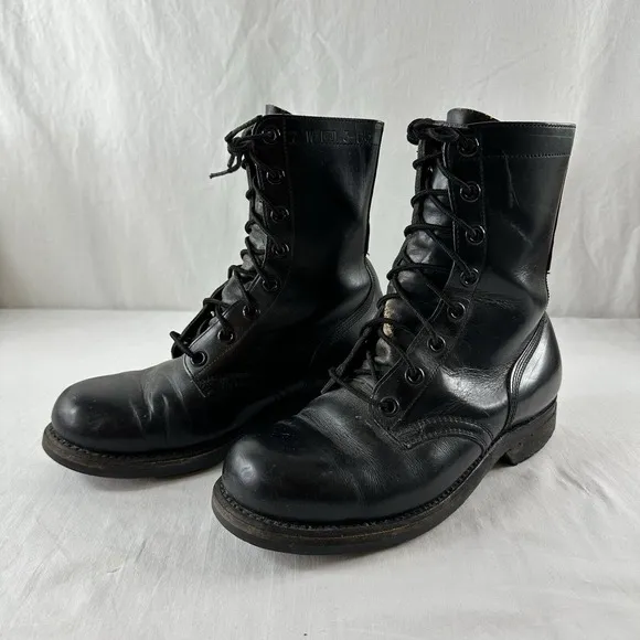 BFG BF Goodrich Vintage Black Leather Military Combat Boots Mens Size 7 W Jump
