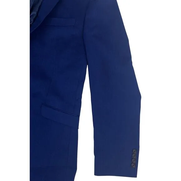 Billy London Blazer Sport Coat Blue Size 38L 2-Button Single Vent Chest Pocket