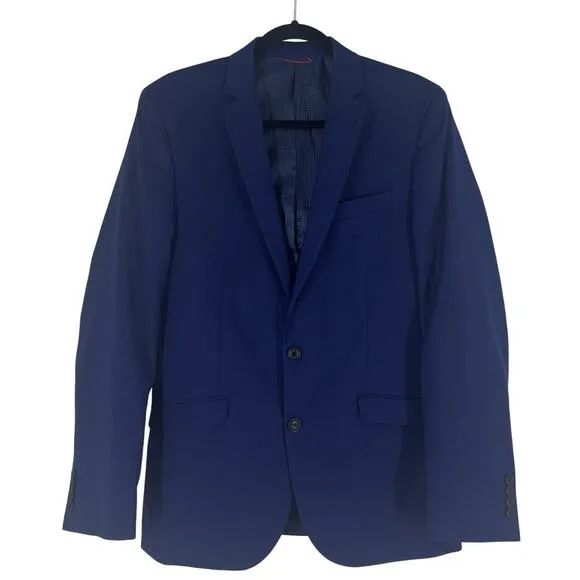 Billy London Blazer Sport Coat Blue Size 38L 2-Button Single Vent Chest Pocket