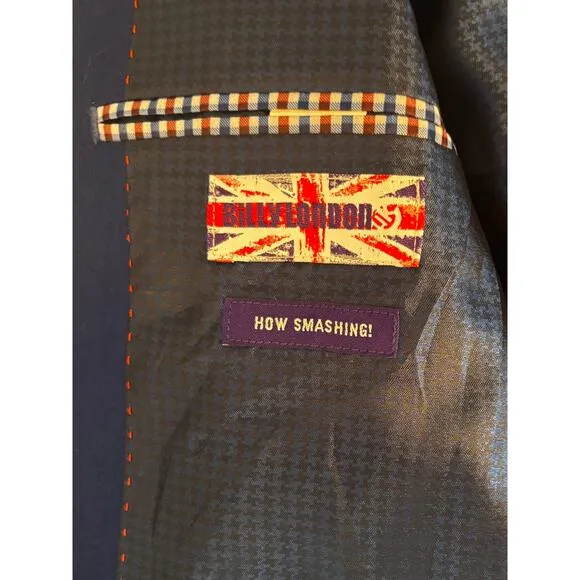 Billy London Blazer Sport Coat Blue Size 38L 2-Button Single Vent Chest Pocket