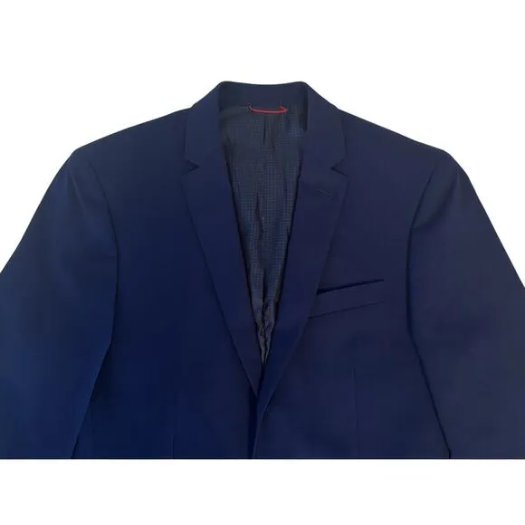 Billy London Blazer Sport Coat Blue Size 38L 2-Button Single Vent Chest Pocket