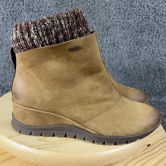 Bionica Ocava Wedge Boots Womens Size 10 Leather Weatherproof Lined All Weather