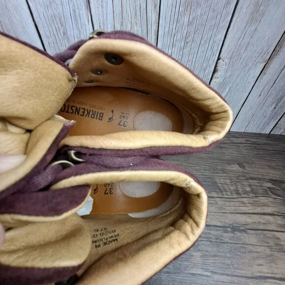 Birkenstock Jackson Hiker Leather Burgundy Lace Up Boots Women's Sz 6 N (NWT)
