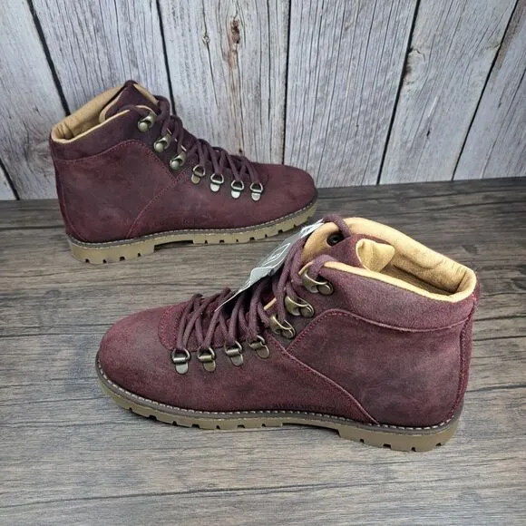 Birkenstock Jackson Hiker Leather Burgundy Lace Up Boots Women's Sz 6 N (NWT)