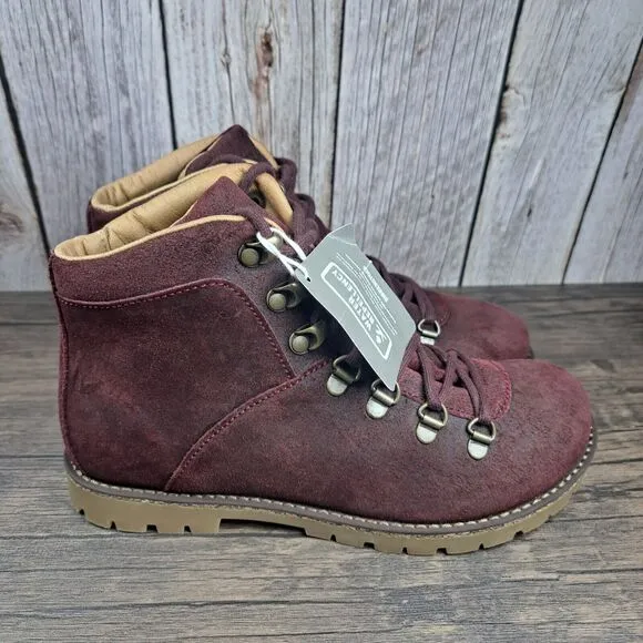 Birkenstock Jackson Hiker Leather Burgundy Lace Up Boots Women's Sz 6 N (NWT)