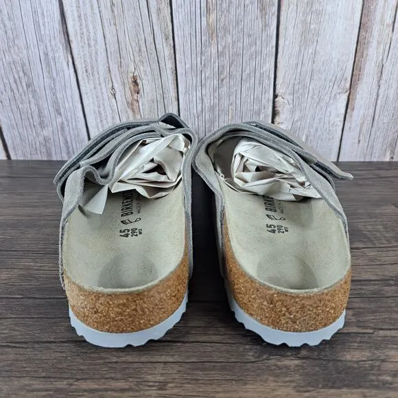 Birkenstock Kyoto Nubuck Suede Leather Slide Sandals Men's Sz 12 Taupe (NWT)