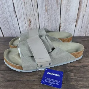 Birkenstock Kyoto Nubuck Suede Leather Slide Sandals Men's Sz 12 Taupe (NWT)