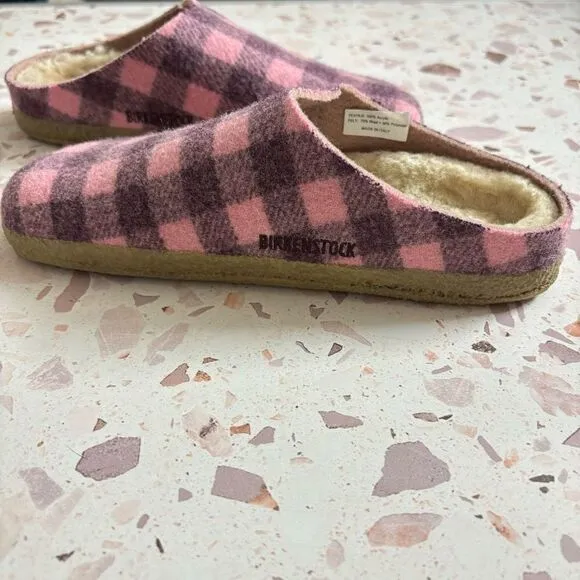 Birkenstock Zermatt Wool Felt/Shearling Dark Berry/Pink clogs shoes slippers new