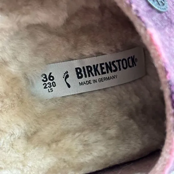 Birkenstock Zermatt Wool Felt/Shearling Dark Berry/Pink clogs shoes slippers new