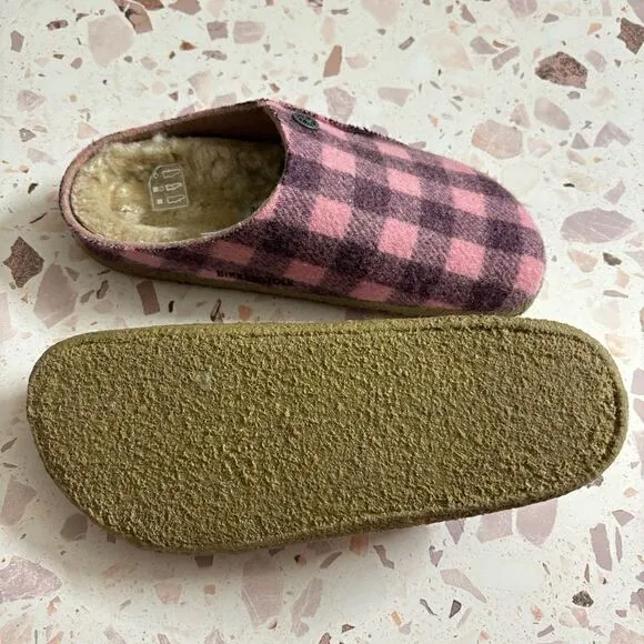 Birkenstock Zermatt Wool Felt/Shearling Dark Berry/Pink clogs shoes slippers new
