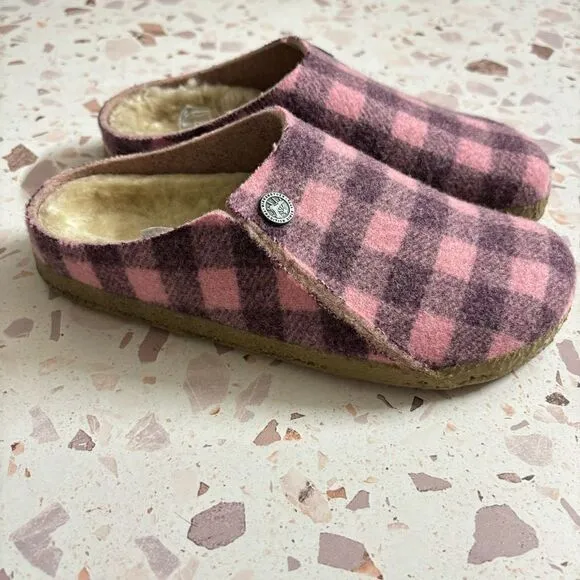Birkenstock Zermatt Wool Felt/Shearling Dark Berry/Pink clogs shoes slippers new