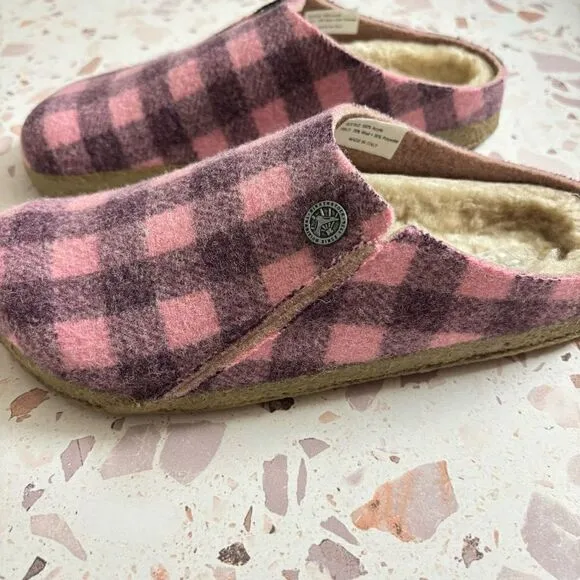 Birkenstock Zermatt Wool Felt/Shearling Dark Berry/Pink clogs shoes slippers new