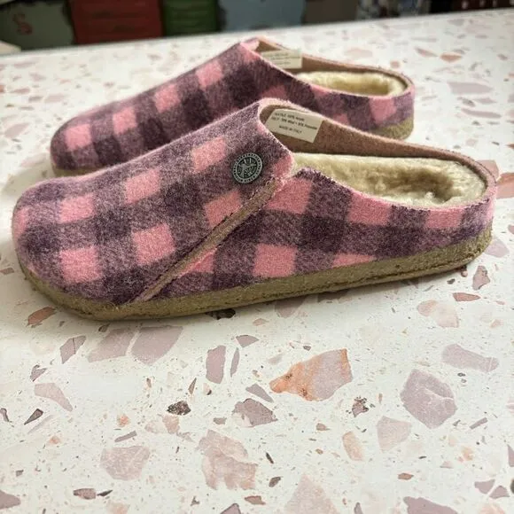 Birkenstock Zermatt Wool Felt/Shearling Dark Berry/Pink clogs shoes slippers new