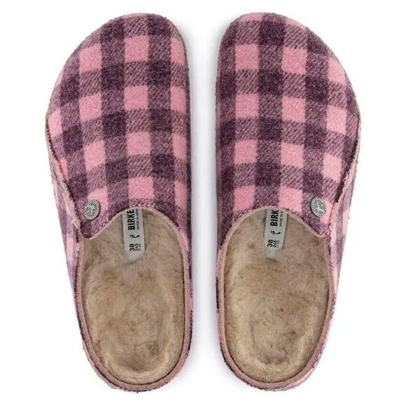 Birkenstock Zermatt Wool Felt/Shearling Dark Berry/Pink clogs shoes slippers new